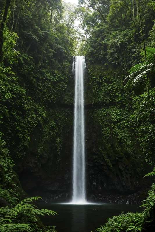 آبشار مرتفع زیبا در دل جنگل هیرکانی